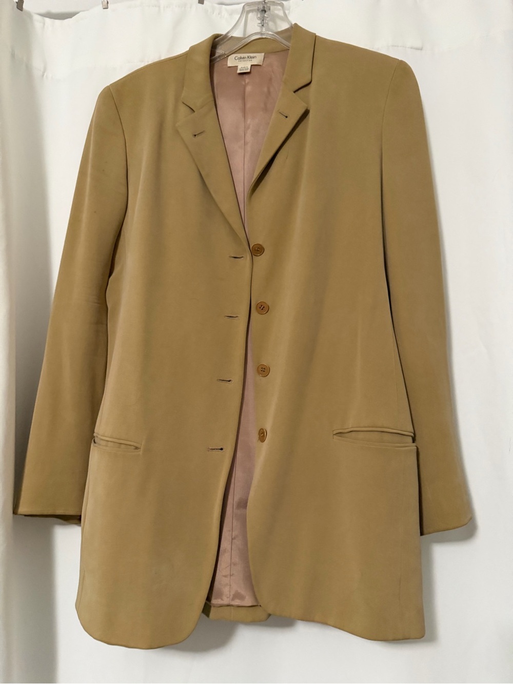 Calvin Klein Womens silk camel tan Blazer Jacket